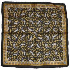Vintage Black & Gold Multi-Color Palsey Silk Handkerchief