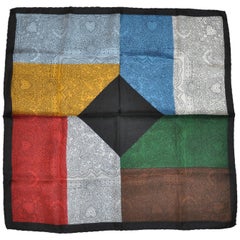 Retro Dumont Multi-Color Color Block Multi Palsey Silk Handkerchief