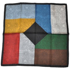 Vintage Dumont Elegant Multi Color Block Palsey Silk Handkerchief #1
