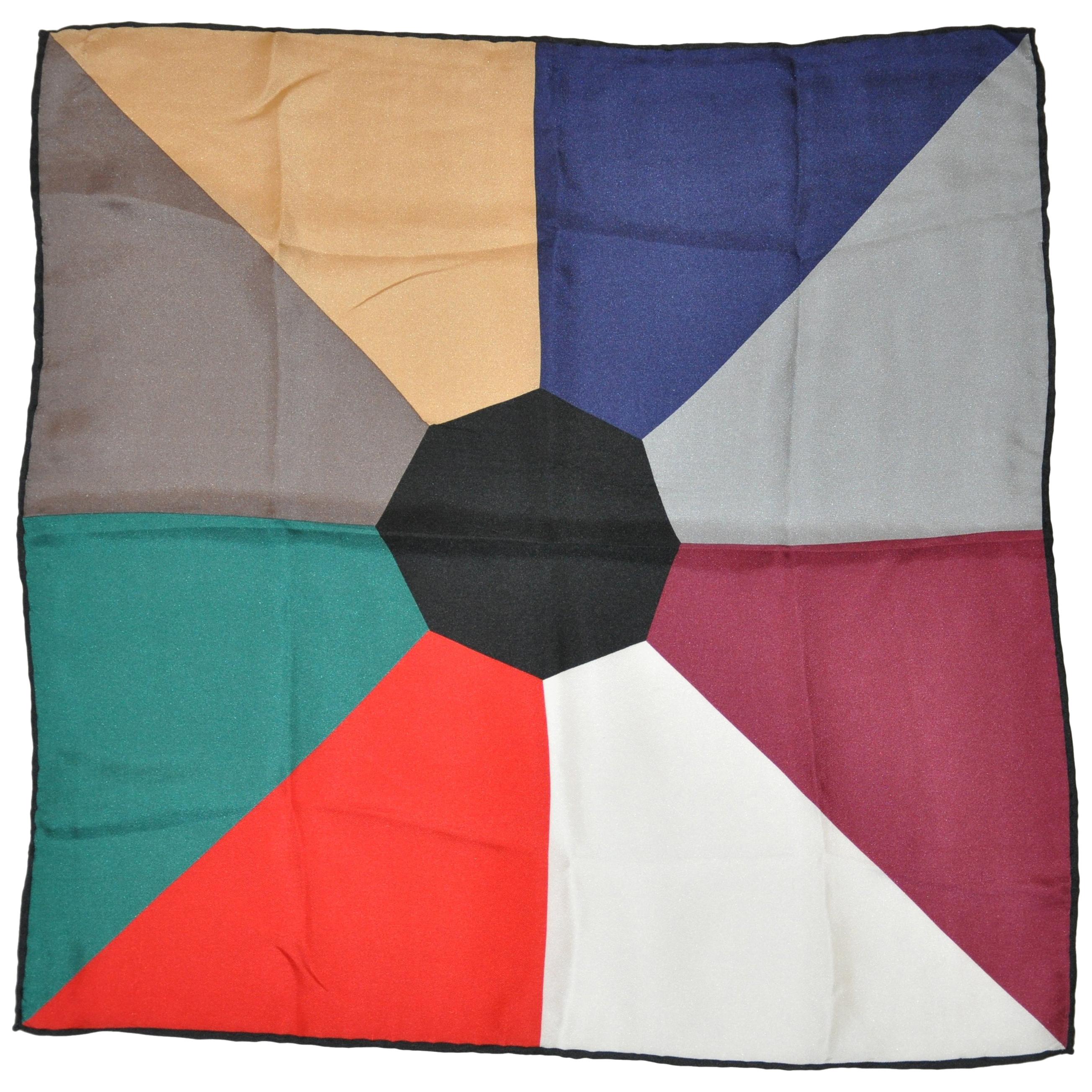 Multi-Color "Sun" Color Block Silk Handkerchief For Sale