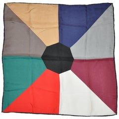 Vintage Multi-Color "Sun" Color Block Silk Handkerchief