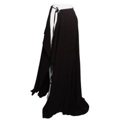 Ann Demeulemeester Black Silk Maxi Wrap Skirt