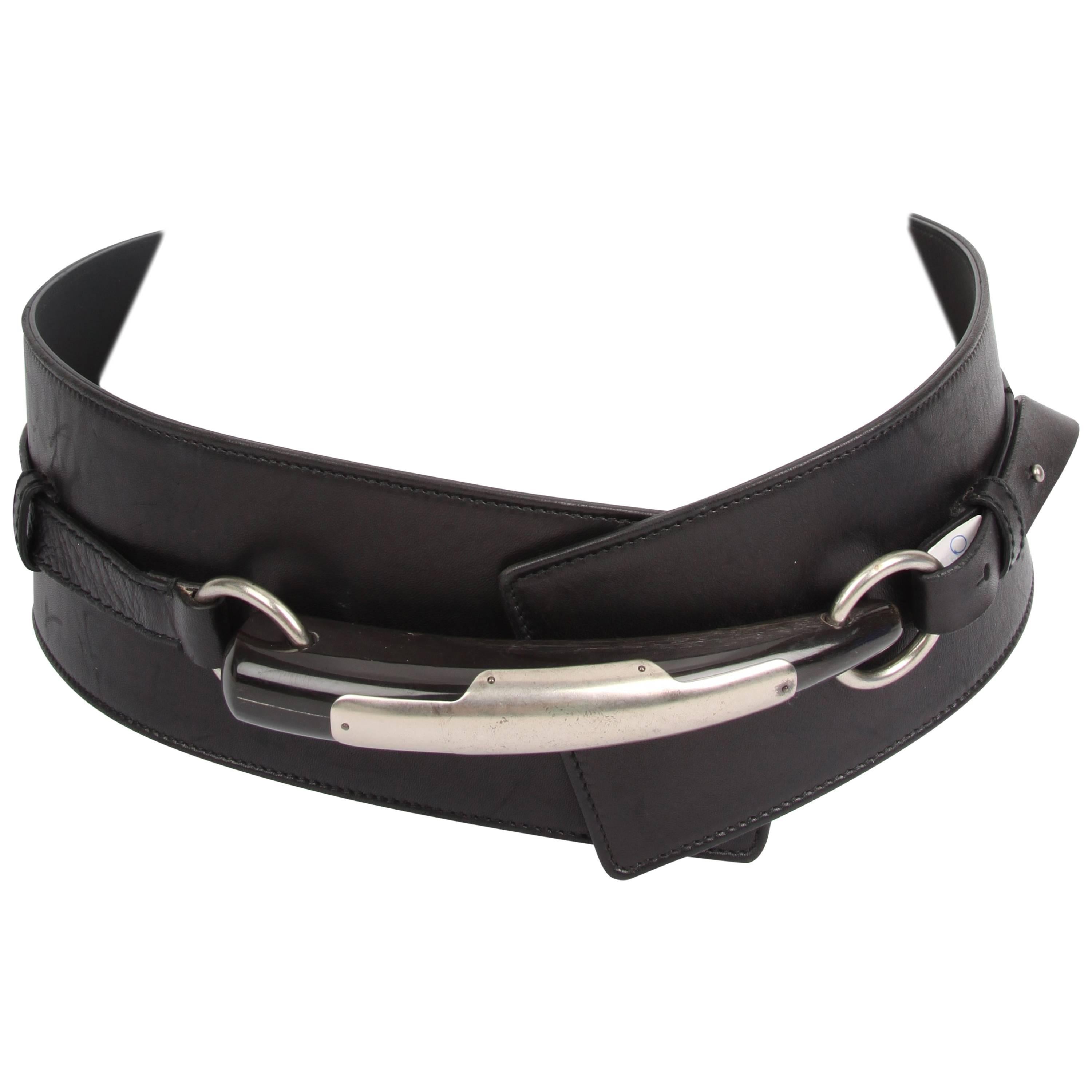 Yves Saint Laurent Leather Belt - black For Sale