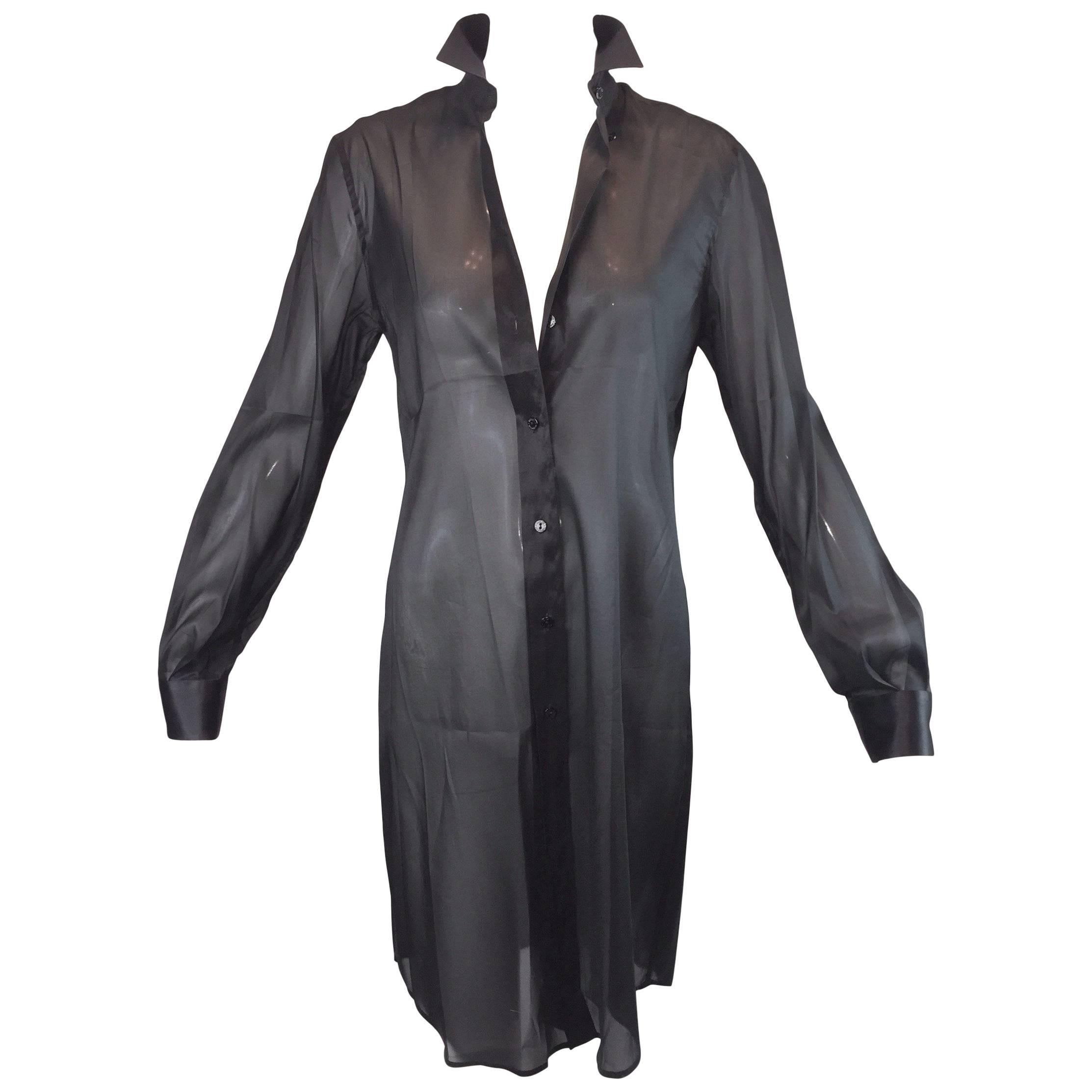 S/S 2000 Dolce & Gabbana Sheer Black Button Down Tunic Dress Blouse