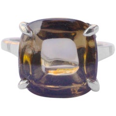 Vintage 9ct White Gold and Smoky Quartz Ring