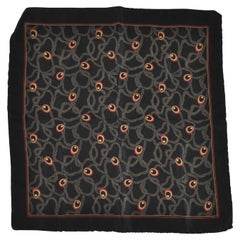 Black "Chain-Link & Stones" Silk Handkerchief with Black Borders