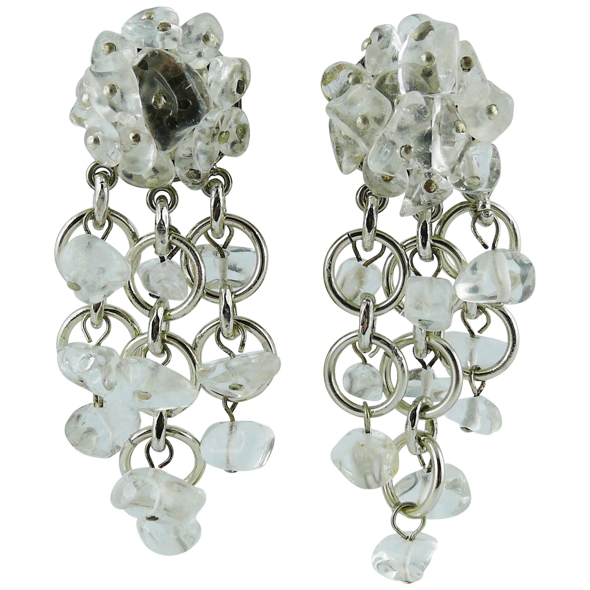 Paco Rabanne Vintage Rock Crystal Dangling Earrings