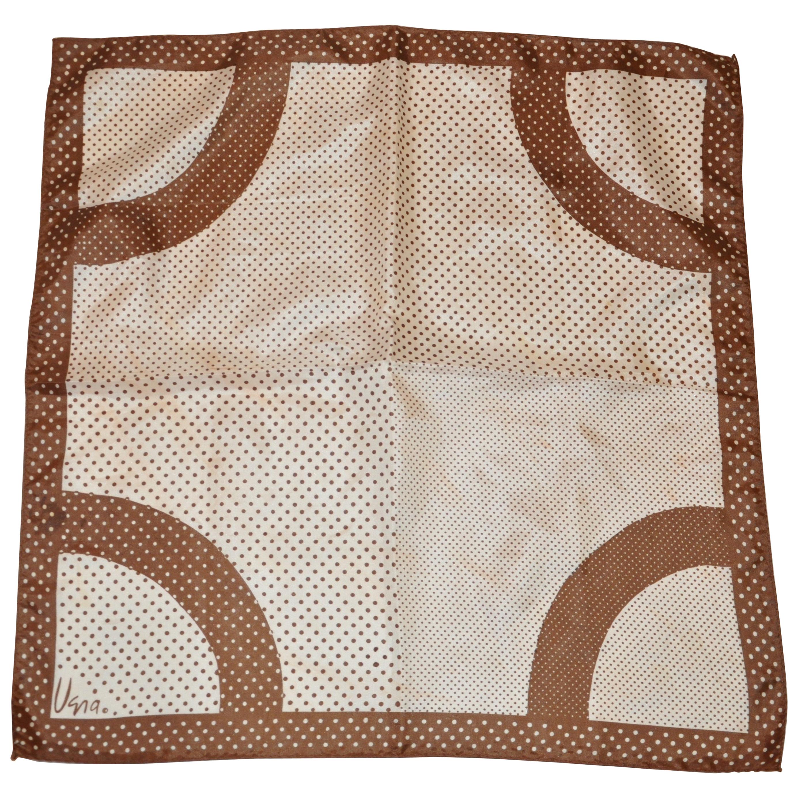 Vera Bronze & Ivory Polka Dot Scarf For Sale