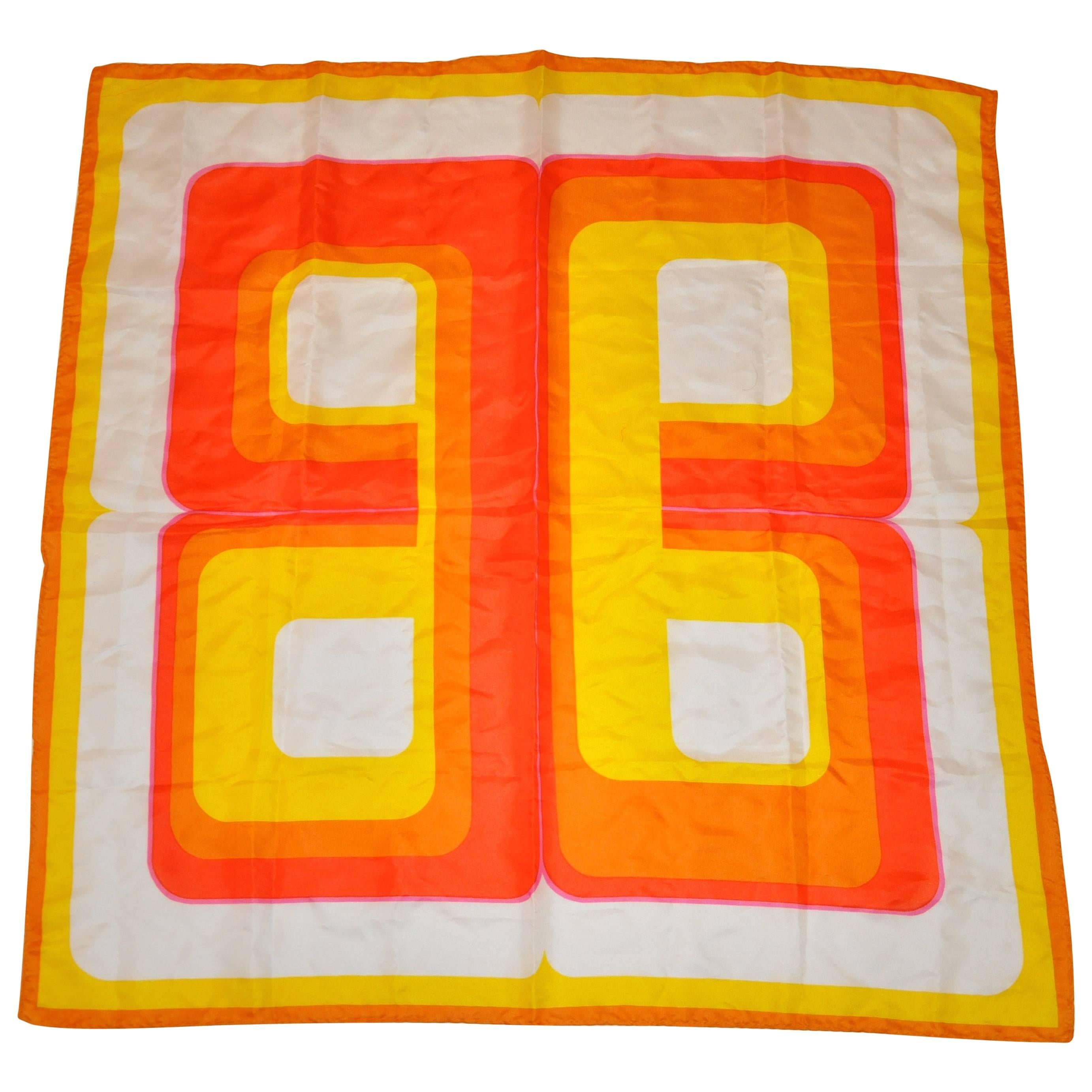 Bright & Colorful "Mod" Print Scarf For Sale