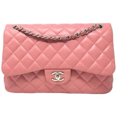 Chanel Jumbo Pink Quilted Lambskin Leather Double Flap Bag, 2014