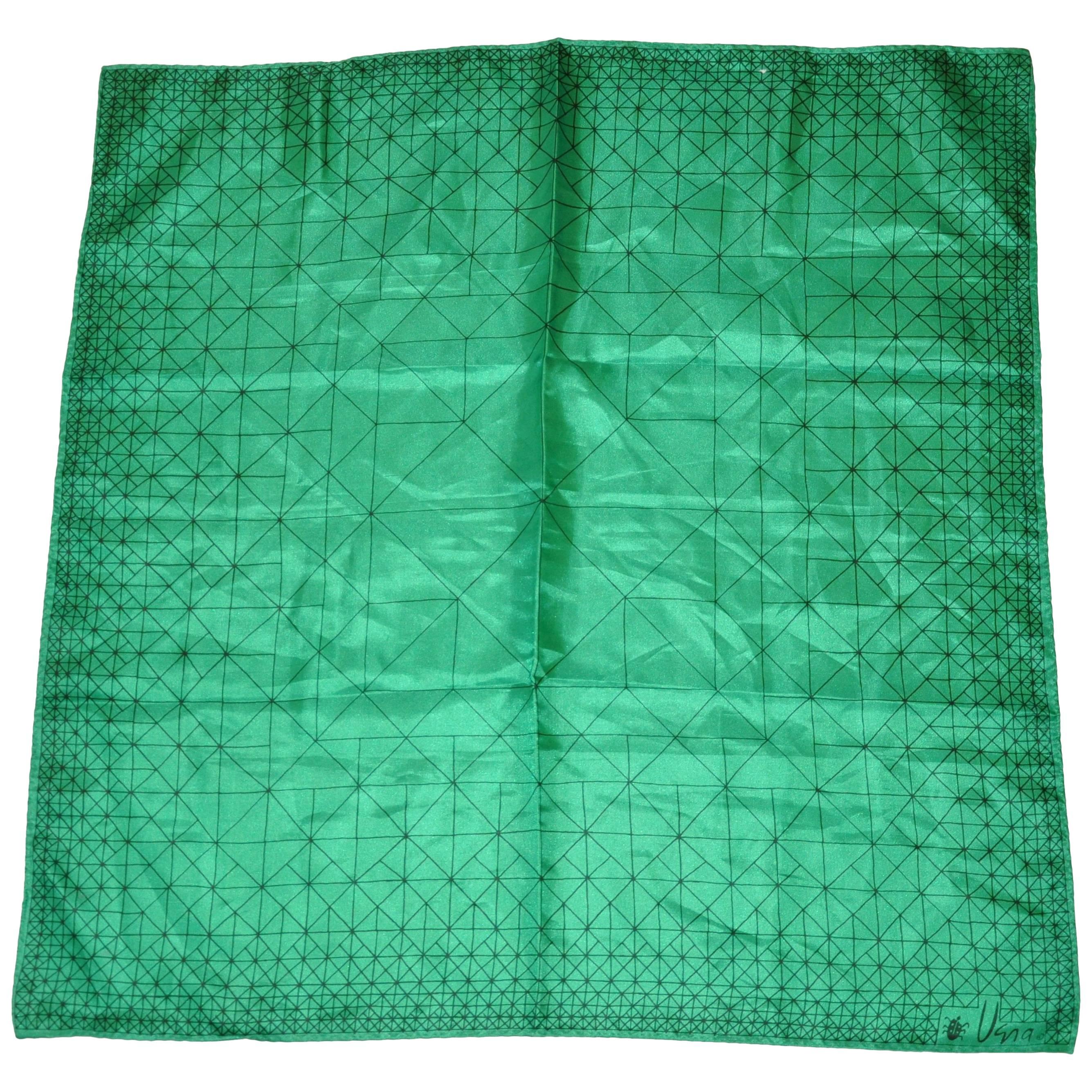 Vera Emerald Green with Black Etching Scarf