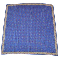 Écharpe « Confetti » en soie grise éparpillée et multicolore avec bleu vif