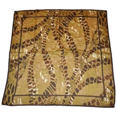 Vintage Adrienne Vittadini Multi-Olive "Jungle" Silk Scarf