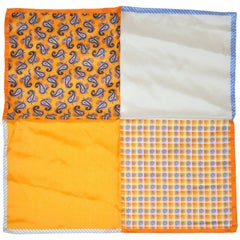 Handtaschentuch aus Seide mit Paisleymuster, Streifen und Massivsteinen
