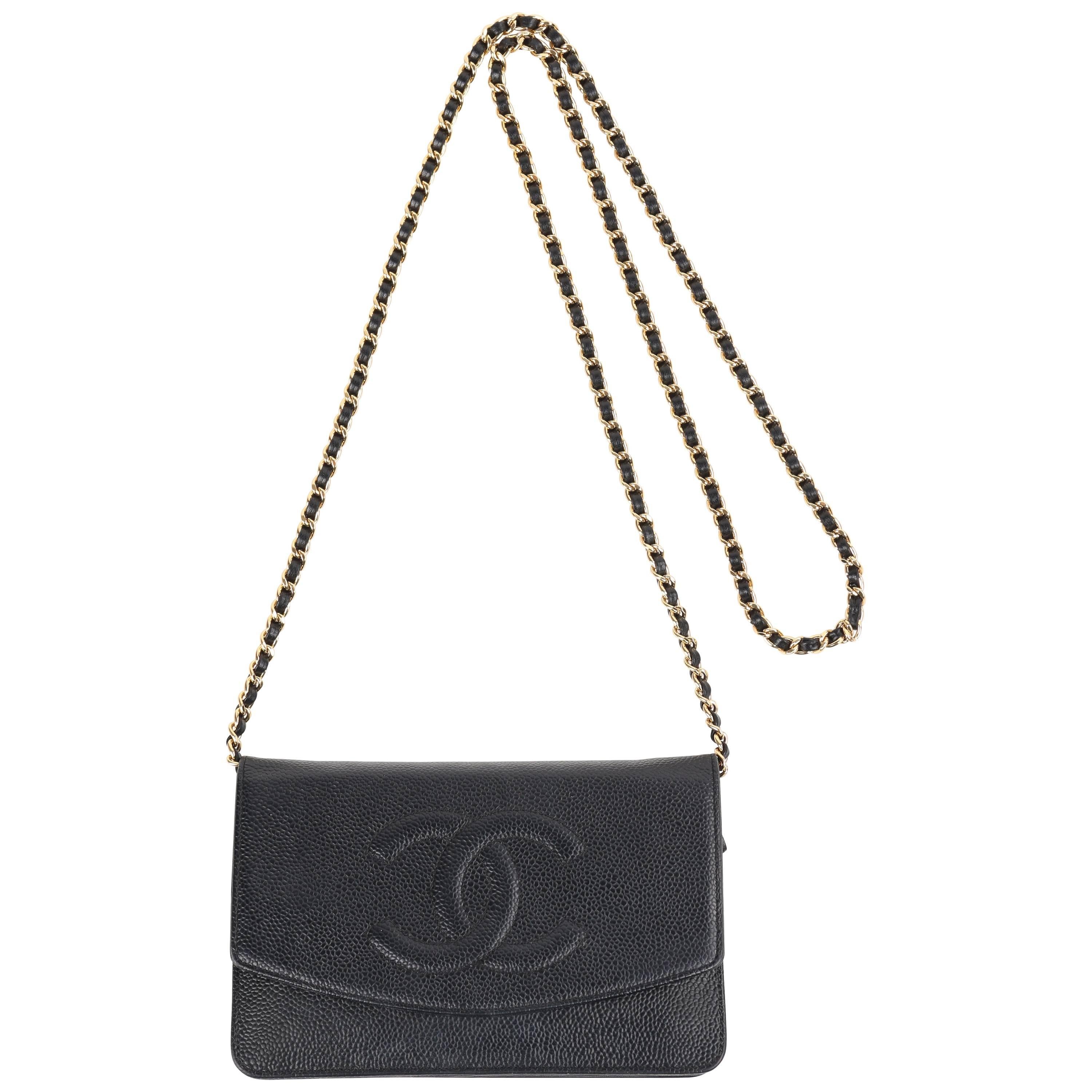 chanel patent wallet on chain