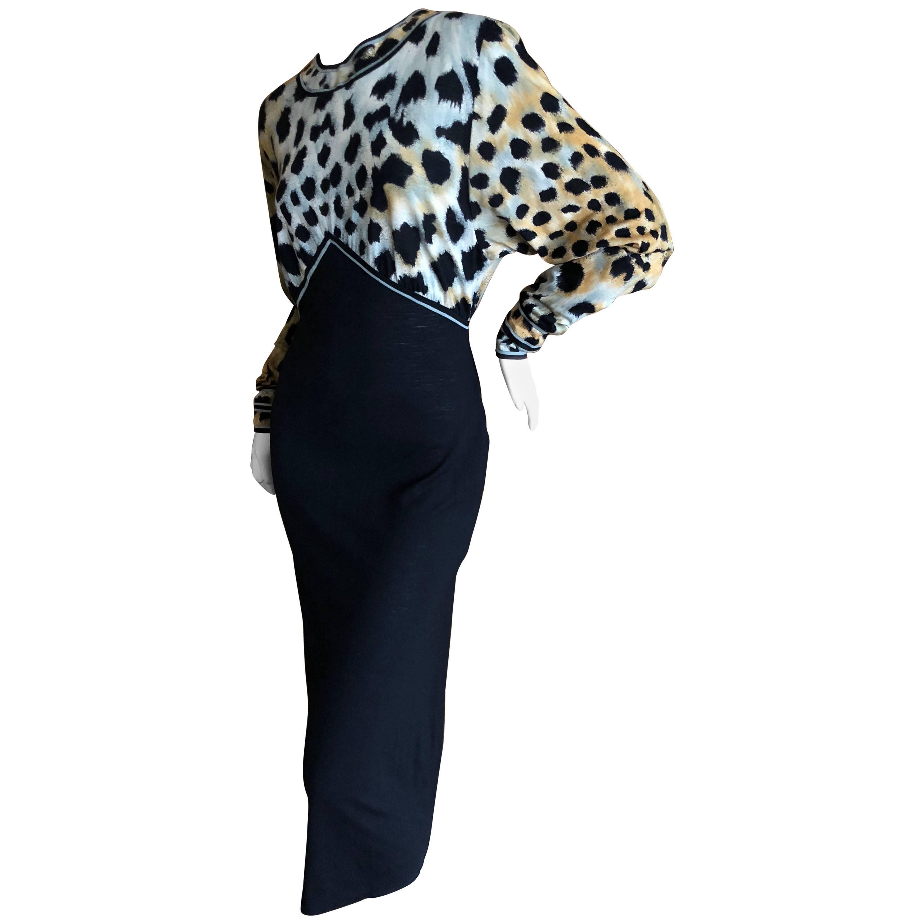 Leonard Paris for Bergdorf Goodman 1970's Leopard Jersey Dress For Sale