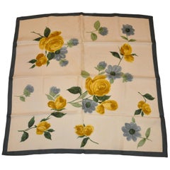 Forest Green & Crackle Border ""Olive & Yellow Roses" Seidenschal