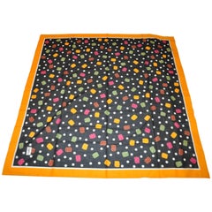 Yves Saint Laurent Huge "Candy Drops" with Yellow Border Cotton Scarf