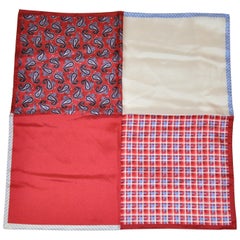 Vintage Multi-Color Palsey, Plaid & Solid Silk Handkerchief