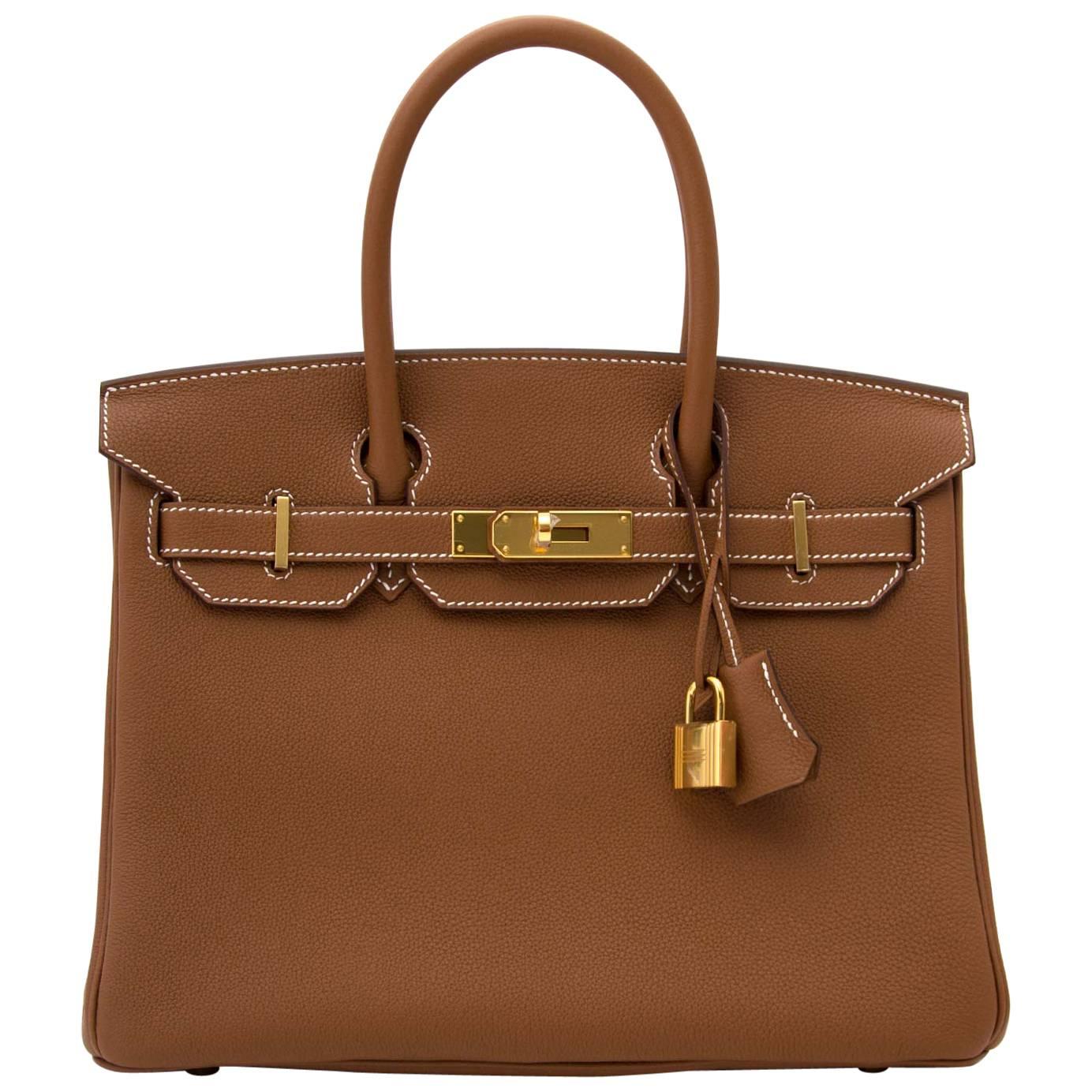 Hermès 30 Togo Gold GHW Birkin Bag