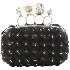 Alexander McQueen Knuckle Box Clutch Woven Leather Small