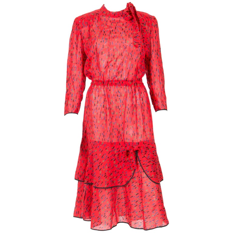 Balmain Red Crepe Dress, 1980s For Sale at 1stDibs