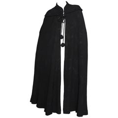 Vintage A 1930s Black Silk Crepe Opera Cape