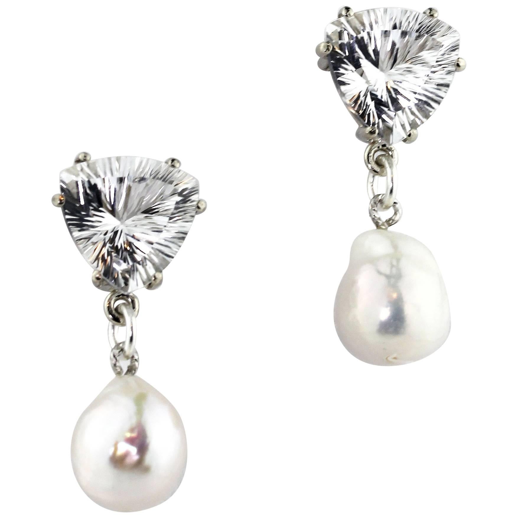 Exotic Pearl, Diamond &Glittering Orangy Spessartite Garnet Gold Dangle ...