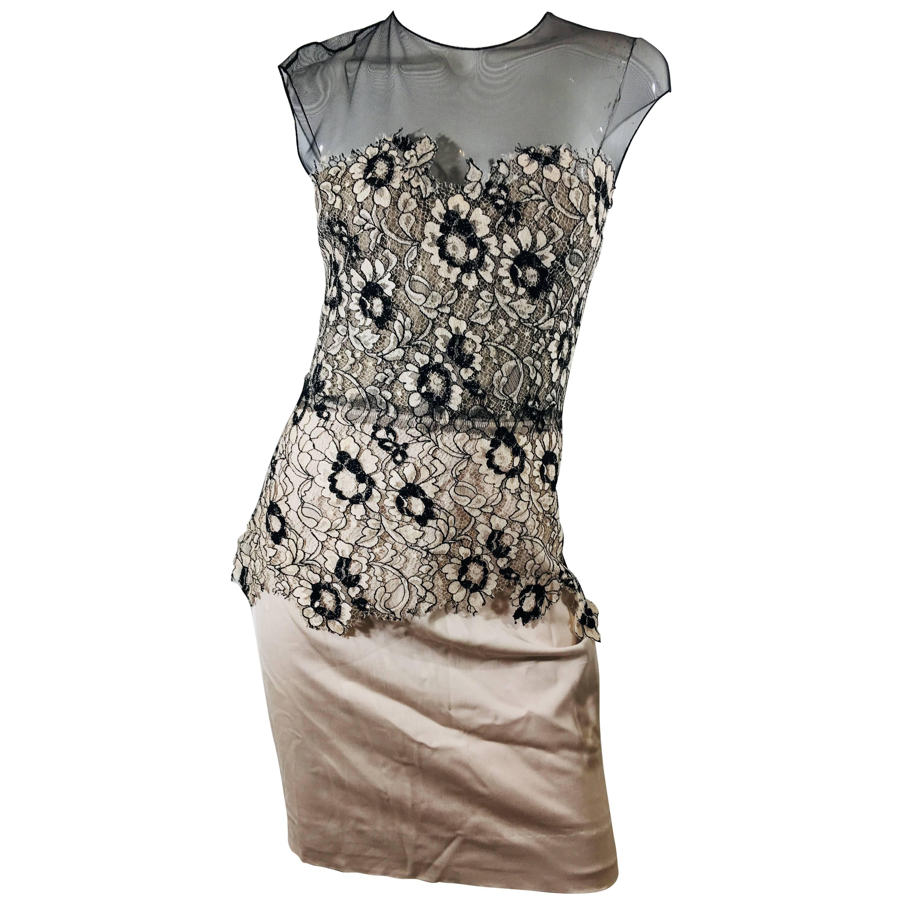 Lela Rose Lace Overlay Dress