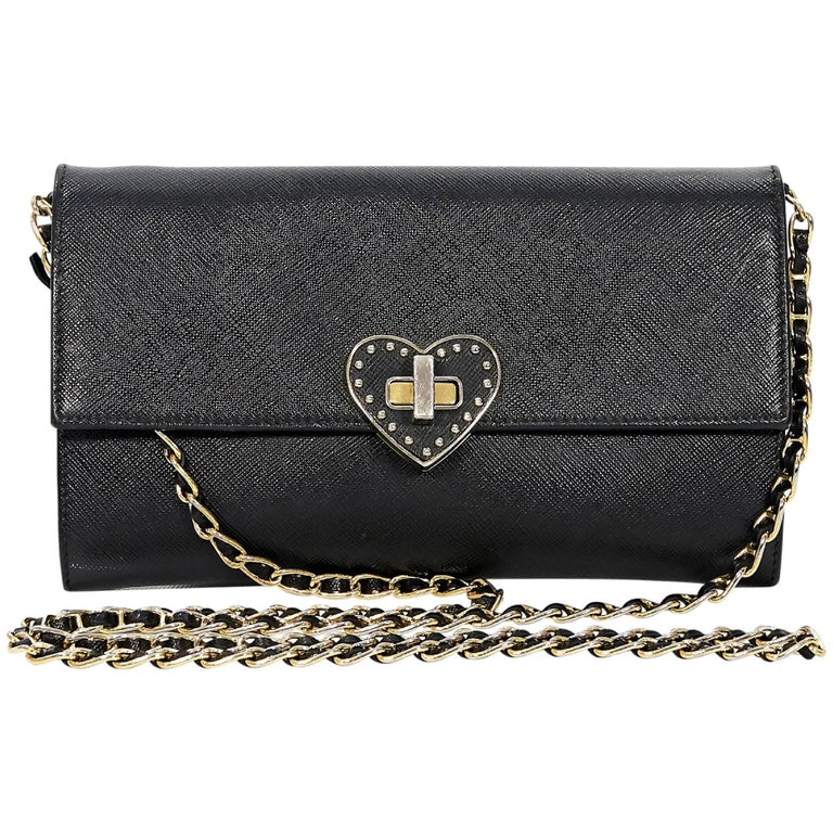 Prada Saffiano Black Leather Crossbody Bag For Sale at 1stDibs
