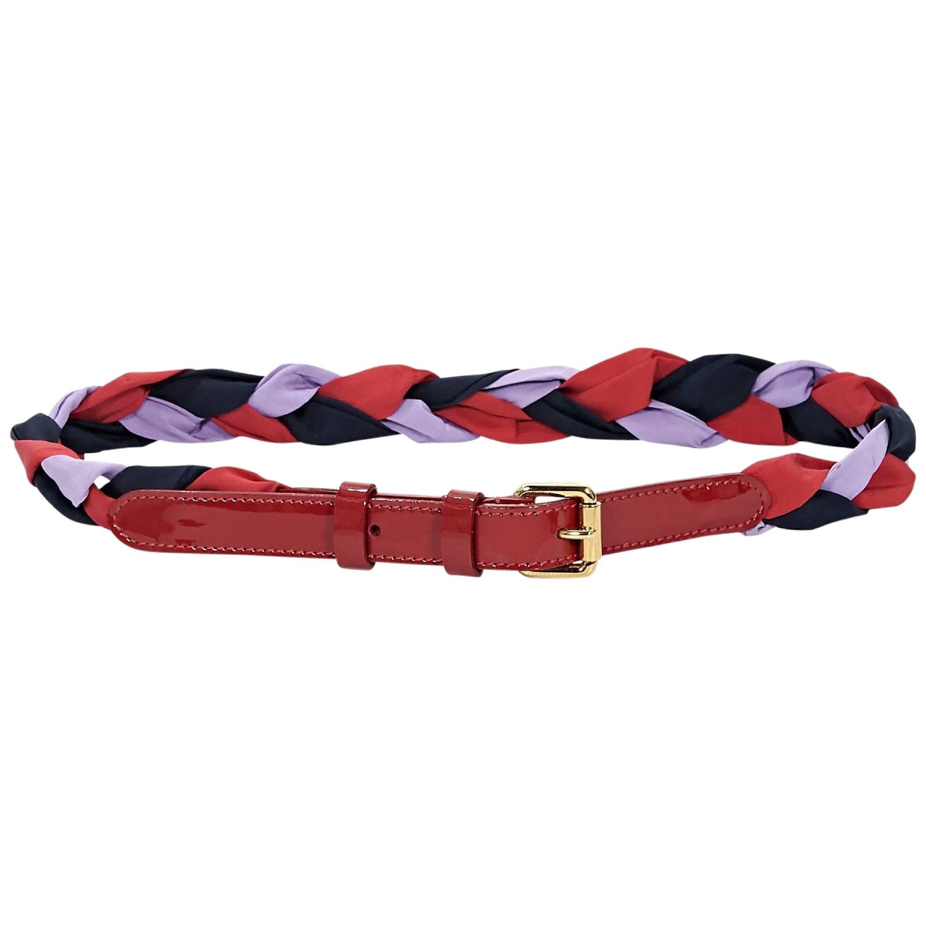Louis Vuitton Red and Purple Braided Belt