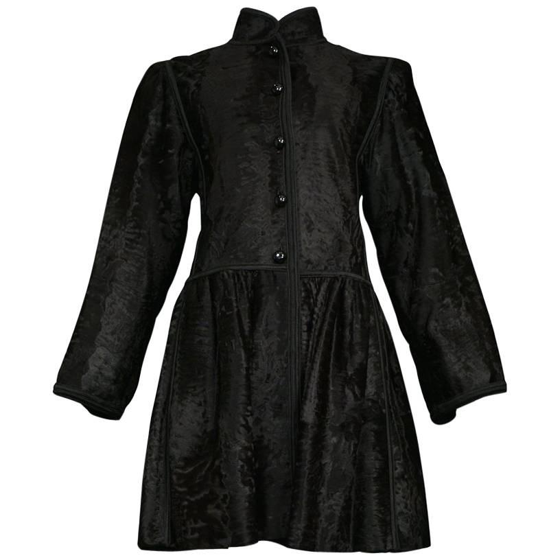 Yves Saint Laurent Couture Russian Collection Black Broadtail Coat