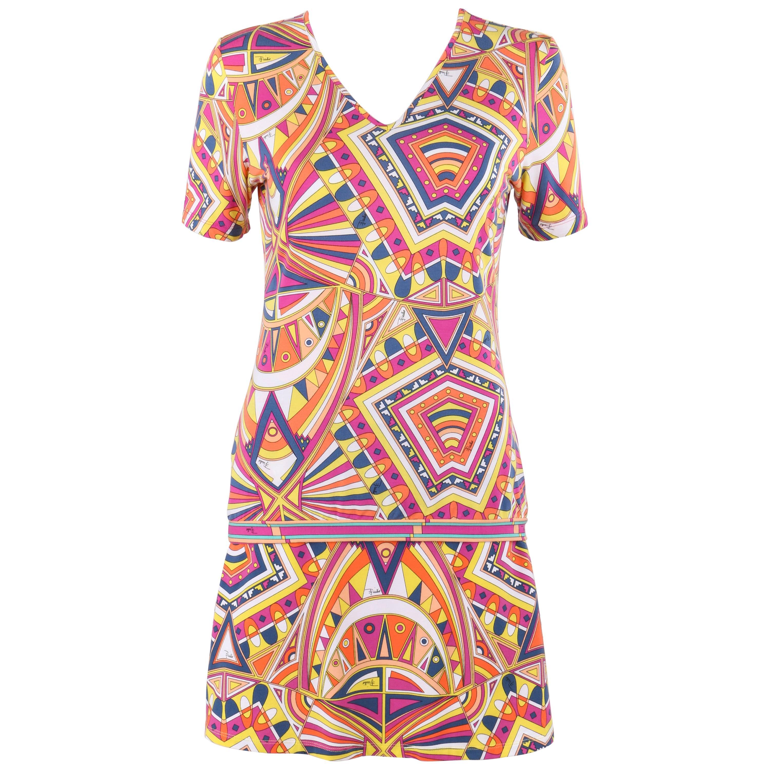 EMILIO PUCCI S/S 2009 2Pc Kaleidoscope Signature Print Jersey Knit Top Skirt Set