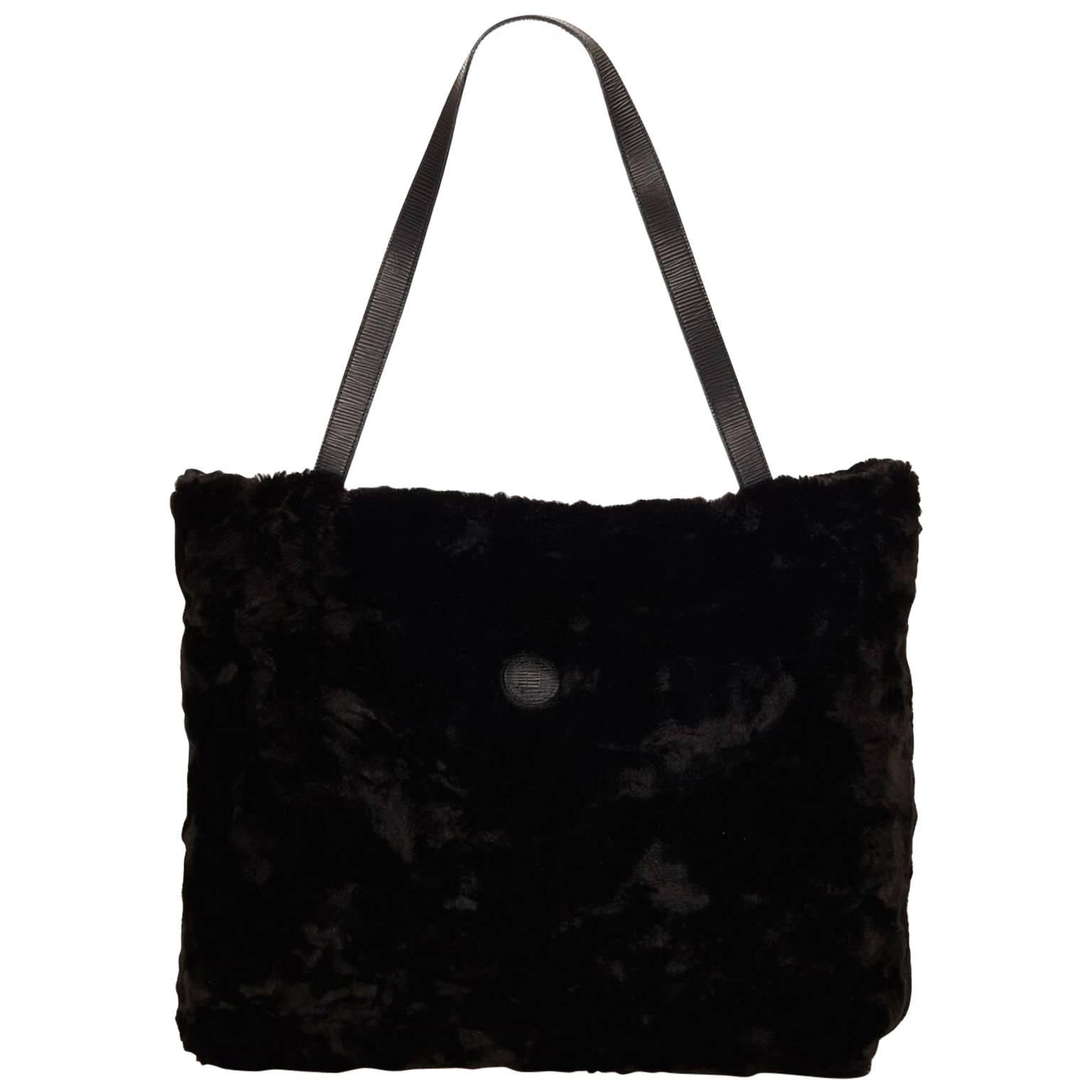 Black Fendi Fur Tote Bag