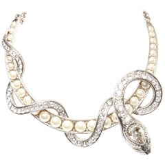 Roberto Cavalli Swarovski and Pearl Snake Collar Necklace