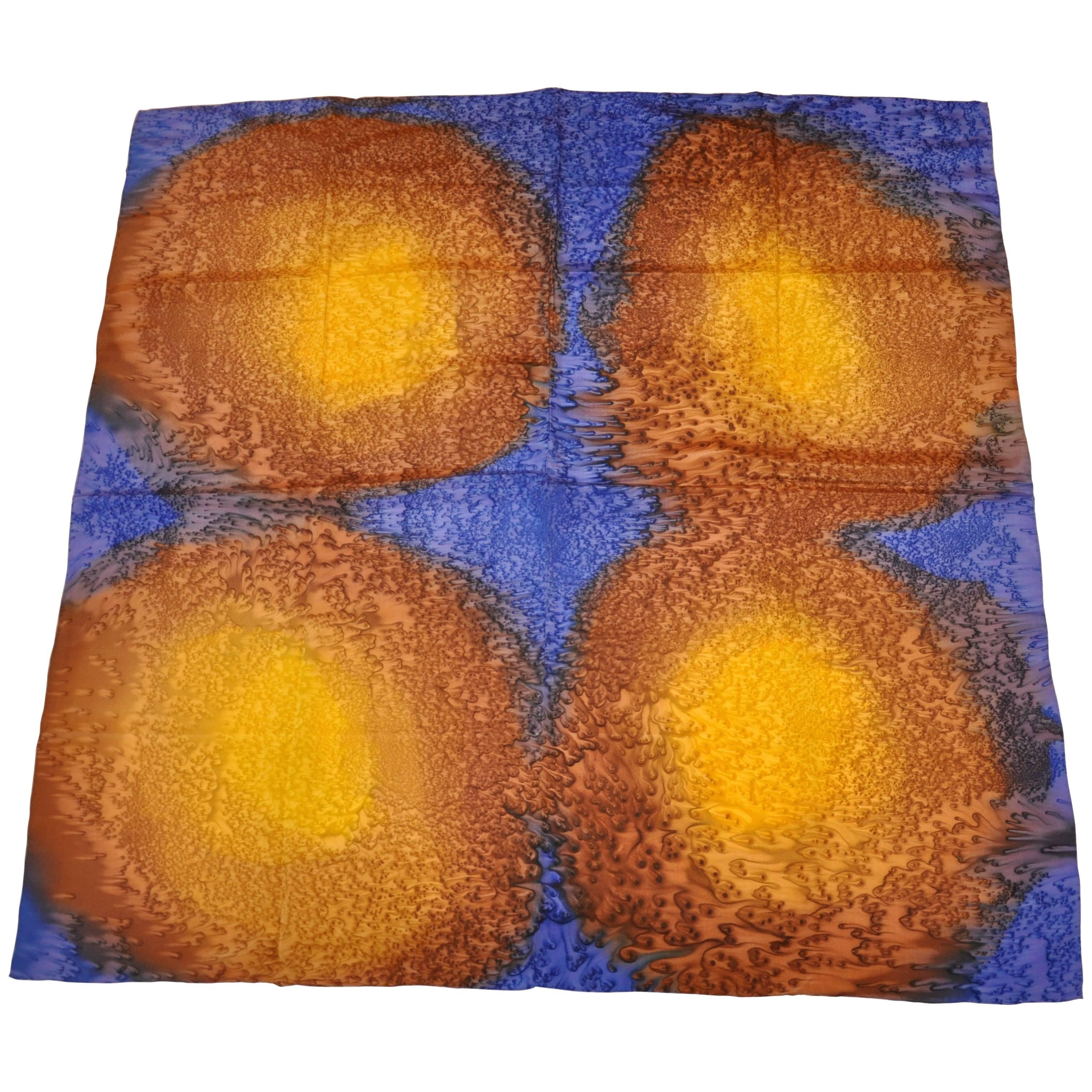 Multi "Sun & Sky" Detailed Tie-Dyed Silk Jacquard Scarf For Sale