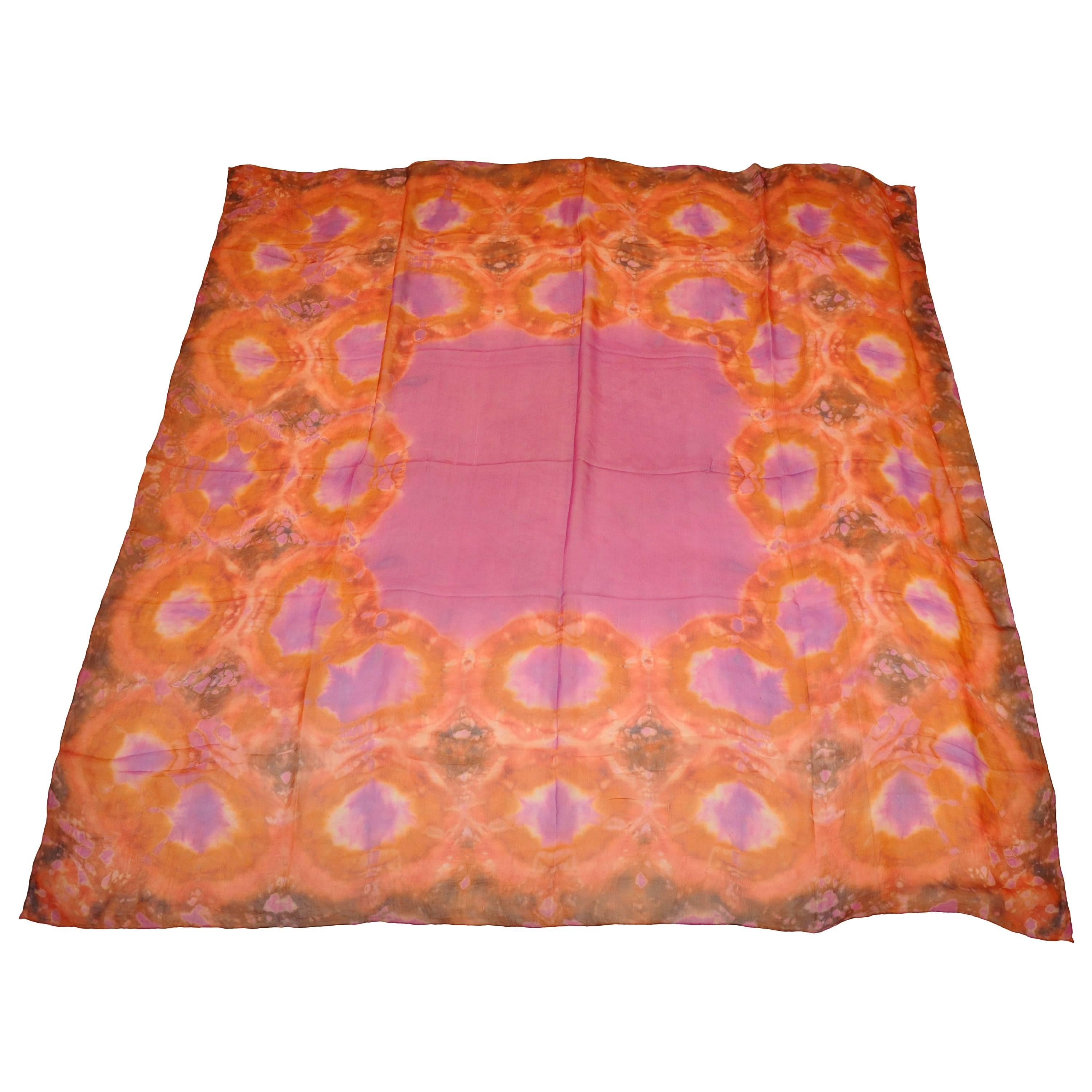 Grande écharpe en mousseline de soie teintée en plusieurs couleurs magnifiquement colorées en vente