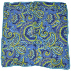 Ike Behar Multi-Color Palsey Print Wool Challis & Silk Handkerchief