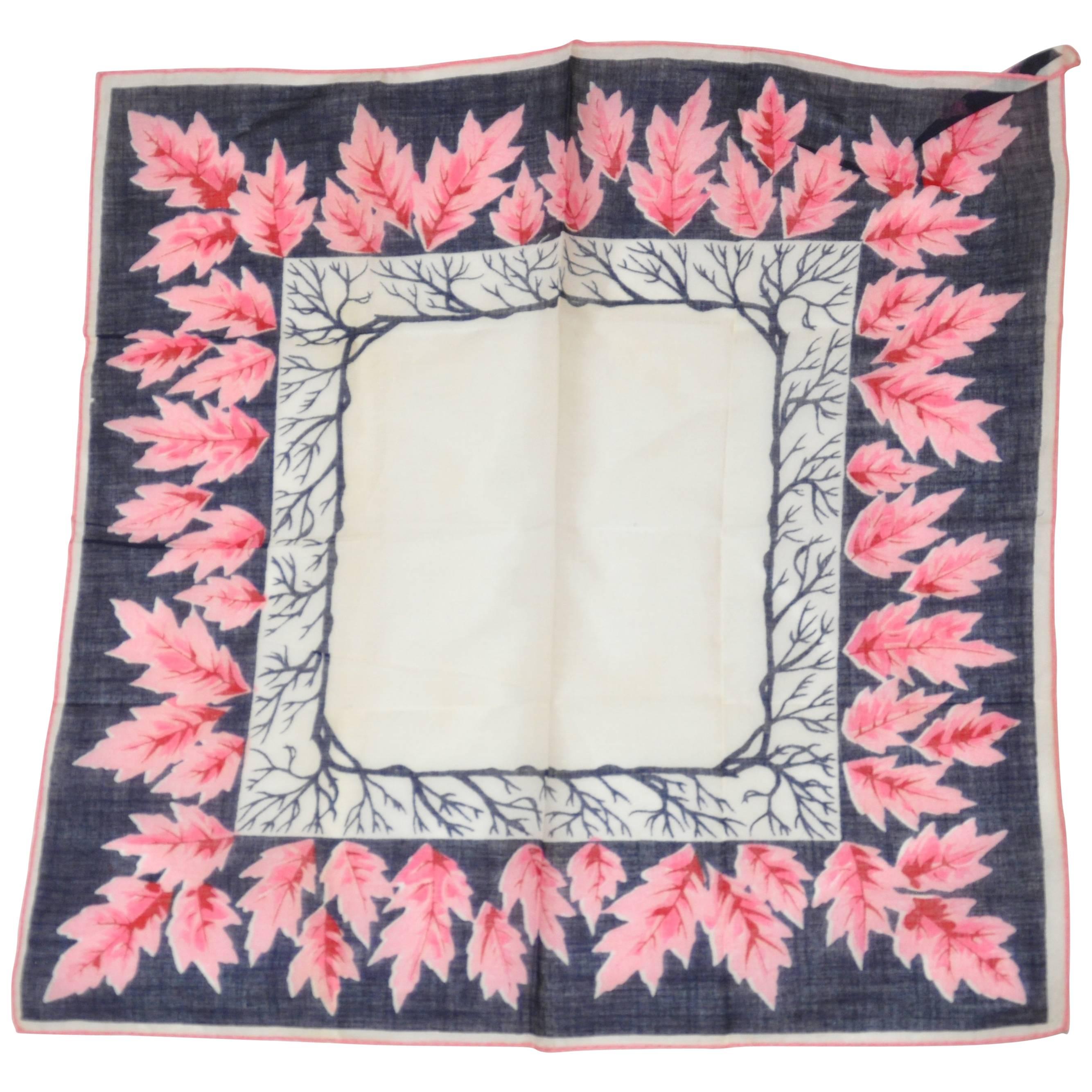 "Signs of Autumn Leaves" Swiss Cotton Handkerchief For Sale