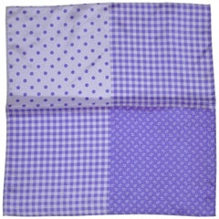 Vintage Shades of Lavender and Violet Silk Multi-Patterned Handkerchief