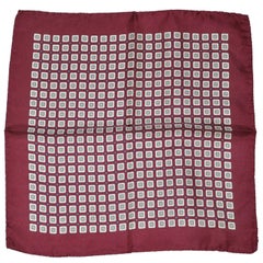 Used Brick-Burgundy Border Silk Handkerchief