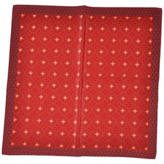 Vintage Burgundy with Multiple Reds Center Silk Handkerchief