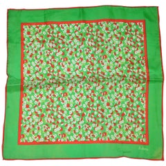Vintage Echo "Signs of Spring" with Green Border Silk Handkerchief