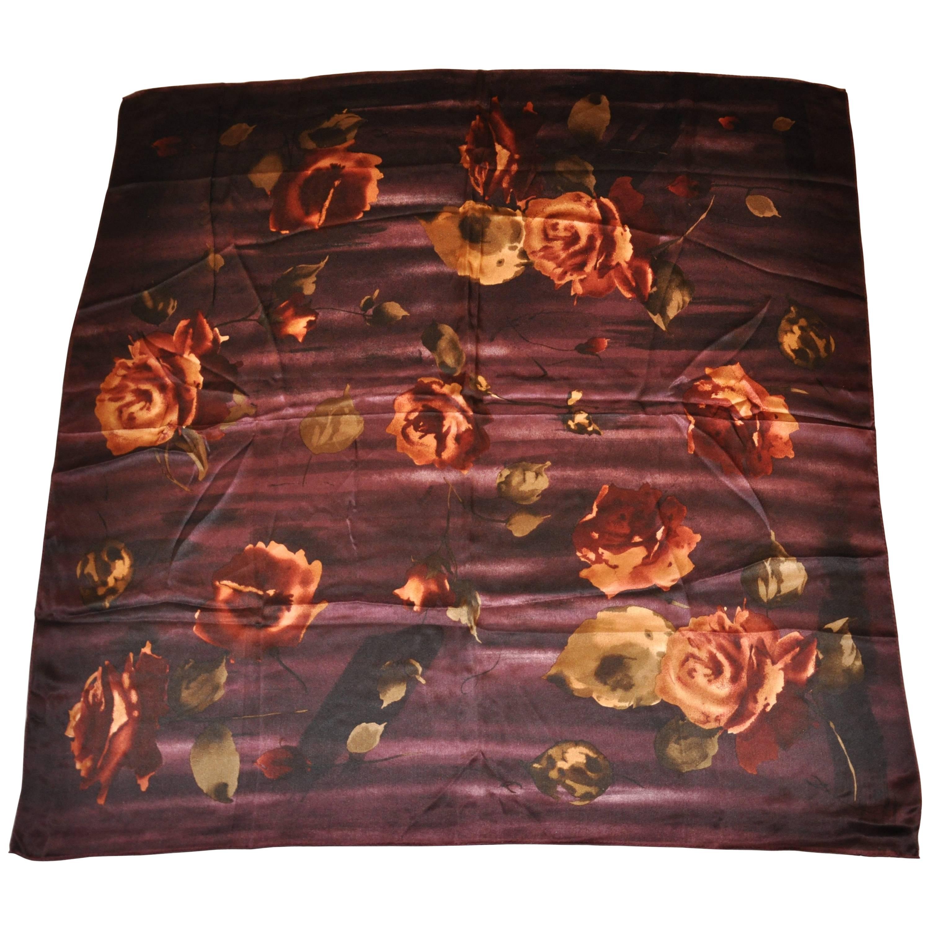 Ralph Lauren Collection Autumn Florals Silk Scarf For Sale