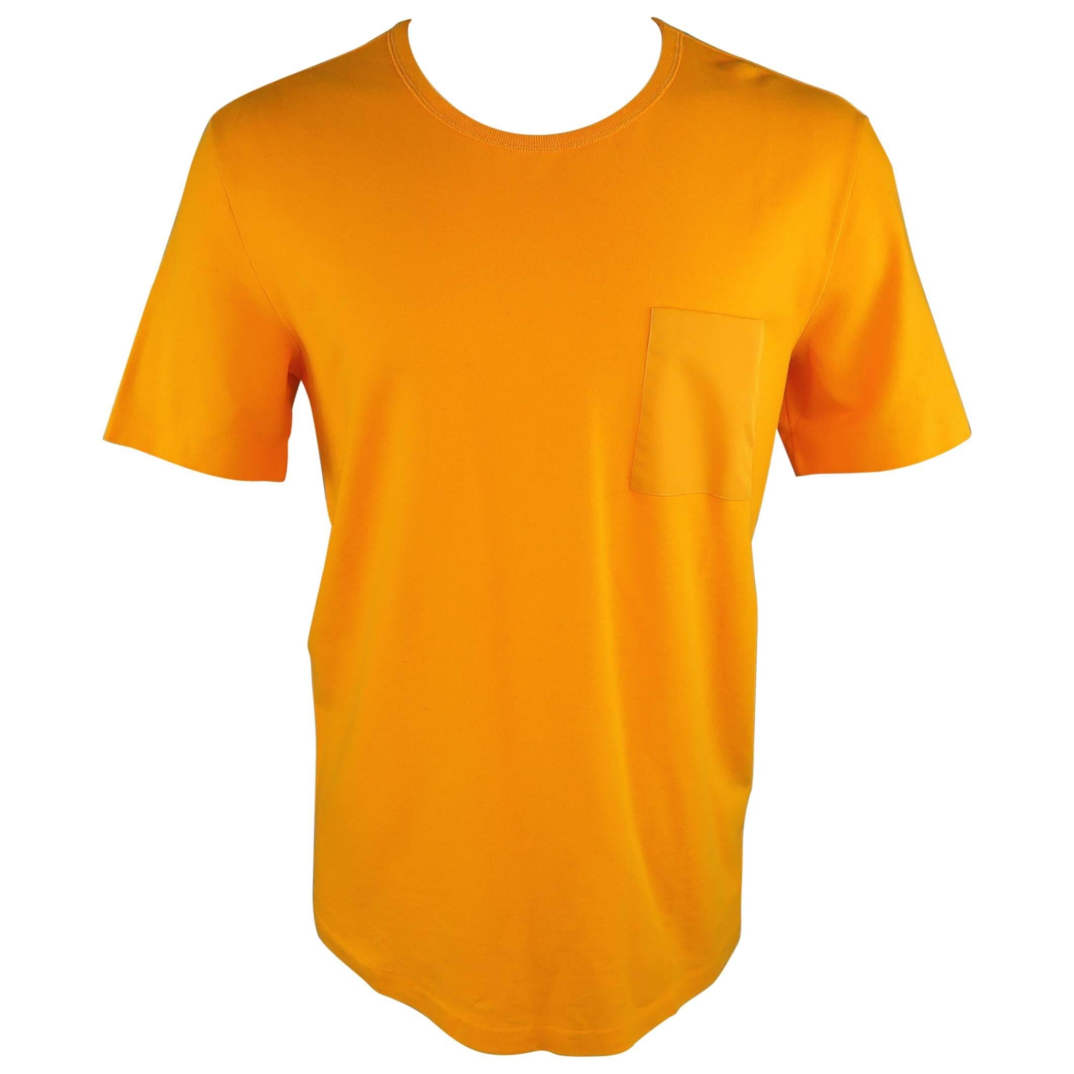 Men's  MAISON MARTIN MARGIELA Size M Citrus Orange Cotton Pocket T-shirt