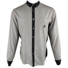 Jean Paul Gaultier Men's Gray and Black Monogram French Cuff Long Sleeve Shirt