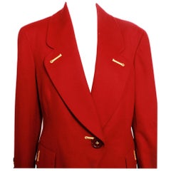 Gianfranco Ferre Rust Wool Cashmere Blazer With Gold Embellishment