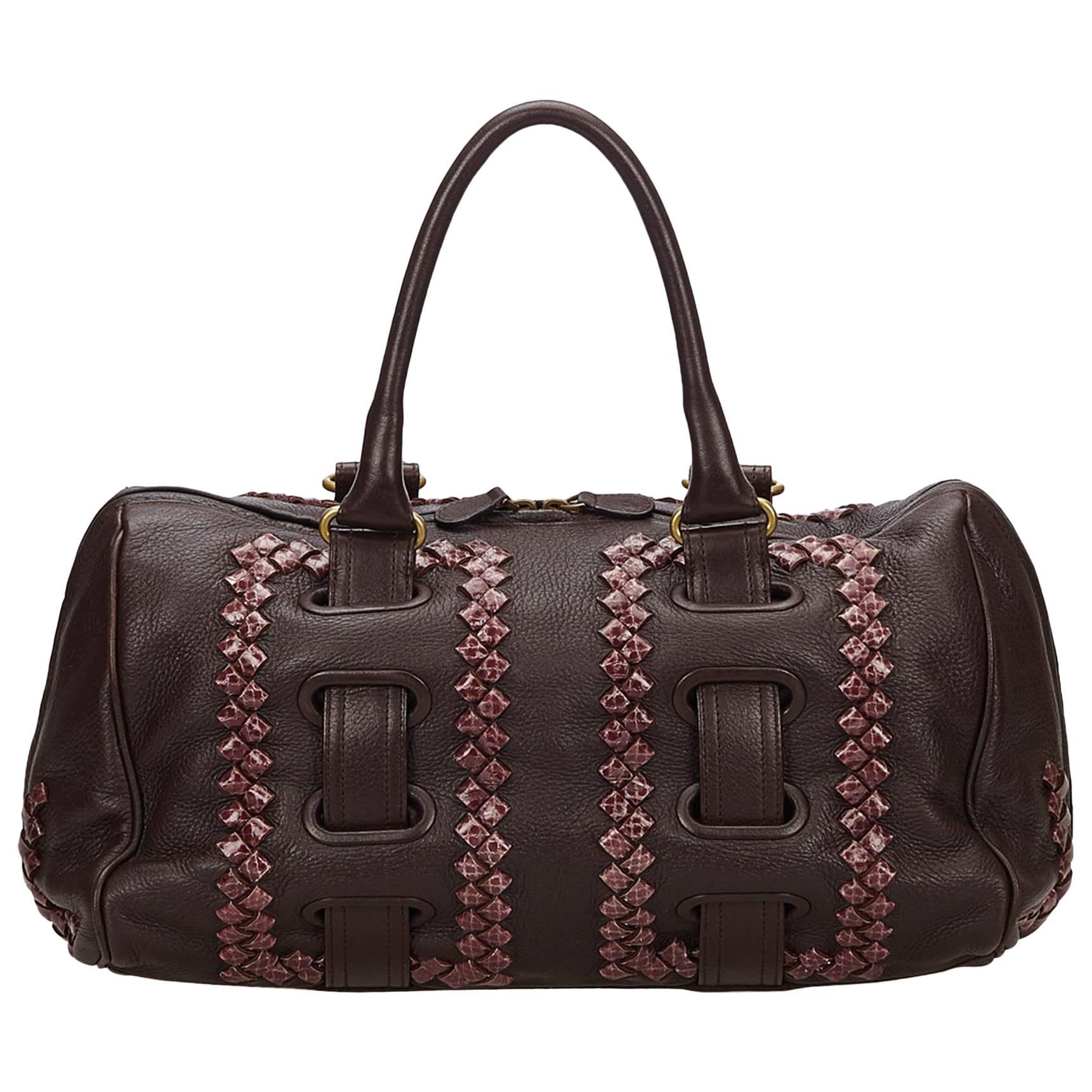 Bottega Veneta Dark Brown Leather Shoulder Bag For Sale