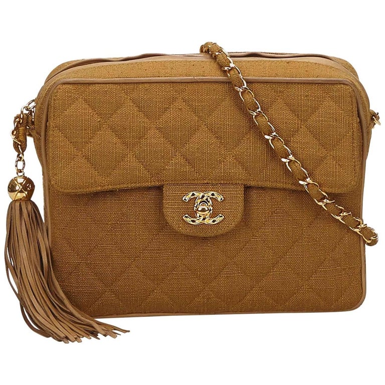 Chanel Brown Matelasse Hemp Tassel Chain Bag For At 1stdibs Chanel Brown Matelasse Hemp Tassel Chain Bag For