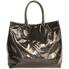 ALAÏA Large Tote Bag in Black Patent Leather